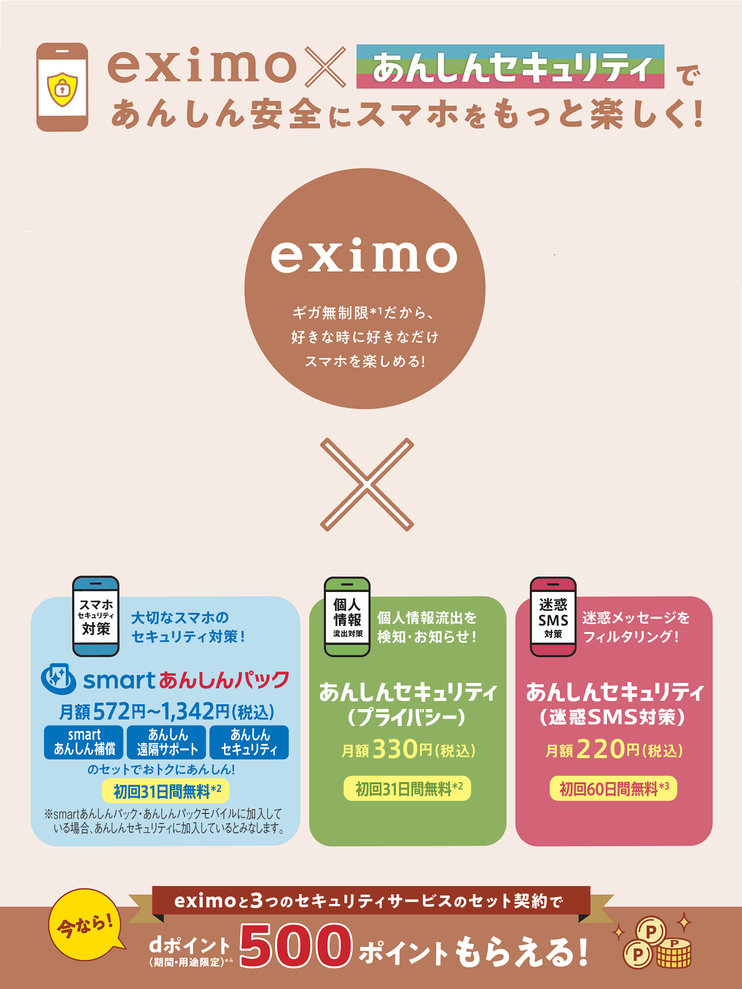eximo×あんしんセキュリティ3サービス 500ptプレゼントキャンペーン